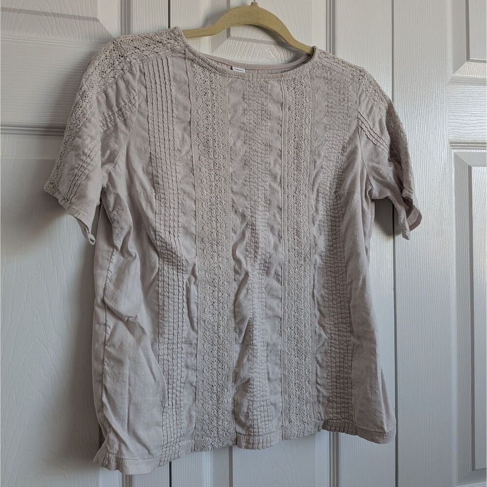Old Navy Women’s Lace Panels Crew Neck Top Shirt Medium Coquette Cotton Blend